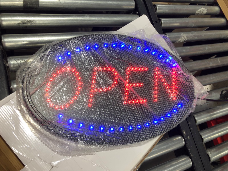 Photo 2 of LED Open Sign, FITNATE Large 23x14 inch Business Open Sign with Remote Electric Display Sign,2 Modes Flashing & Steady Lights for Business, Shop, Bar, Hotel Red