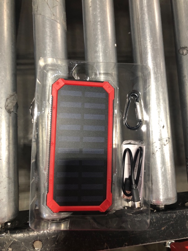 Photo 1 of Solar Charger Power Bank Wireless Charger 10,000mAh External Battery Pack Type C Input Output Dual Super Bright Flashlight, Compass Carabiner, Solar Panel Charging 