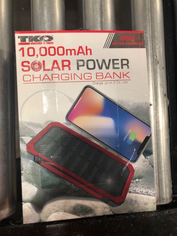 Photo 2 of Solar Charger Power Bank Wireless Charger 10,000mAh External Battery Pack Type C Input Output Dual Super Bright Flashlight, Compass Carabiner, Solar Panel Charging 