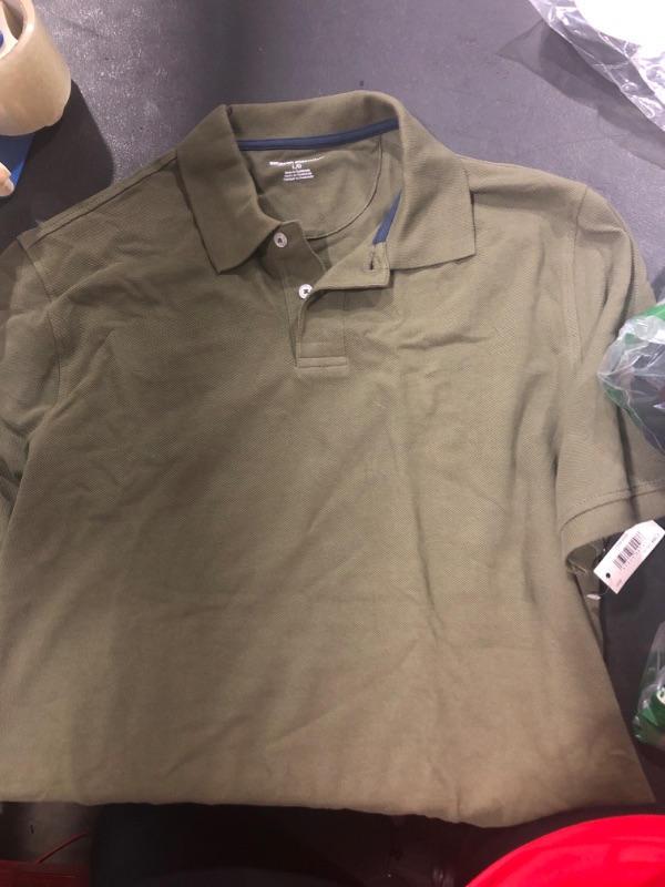 Photo 2 of Amazon Essentials Men's Regular-Fit Cotton Pique Polo Shirt (Available in Big & Tall) Large Olive SIZE L