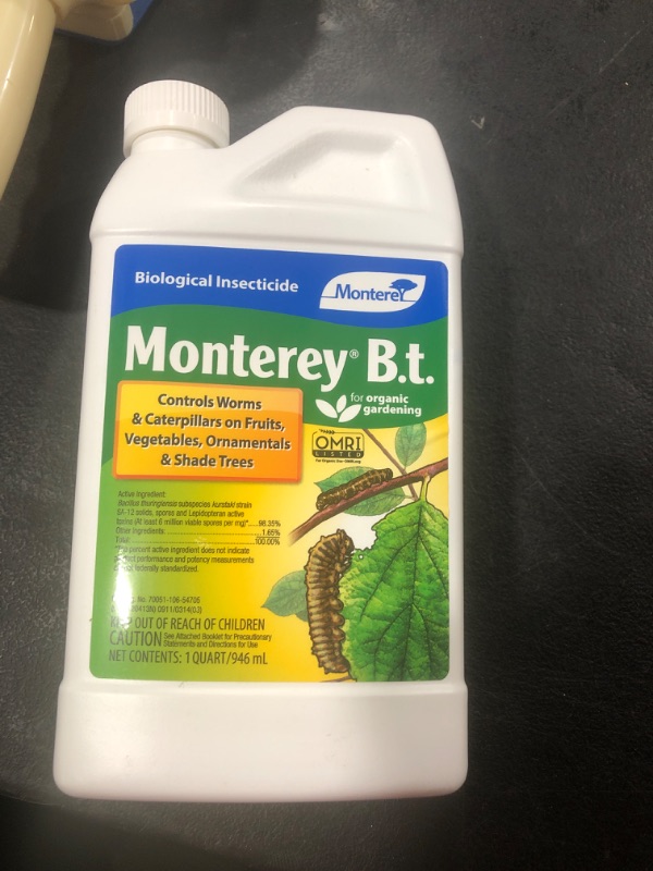 Photo 2 of Monterey LG 6336 Bacillus Thuringiensis (B.t.) Worm & Caterpillar Killer Insecticide/Pesticide Treatment Concentrate, 32 oz 1 quart Concentrate