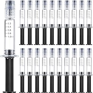 Photo 1 of 1ml Borosilicate Glass Syringe Anti-Leak Luer Connector Syringe Heat Resistant Tube Accurate Measuring Syringe for Labs, Use for Thick Liquids, Glue, Ink, Non-Medical Without Needle (20 Pieces)