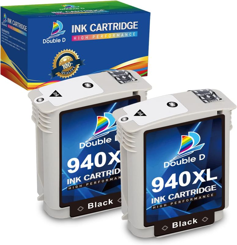 Photo 1 of (2 PACK) DOUBLE D 940XL Remanufactured Ink Cartridge Replacement for HP 940 940XL High Yield for HP Officejet Pro