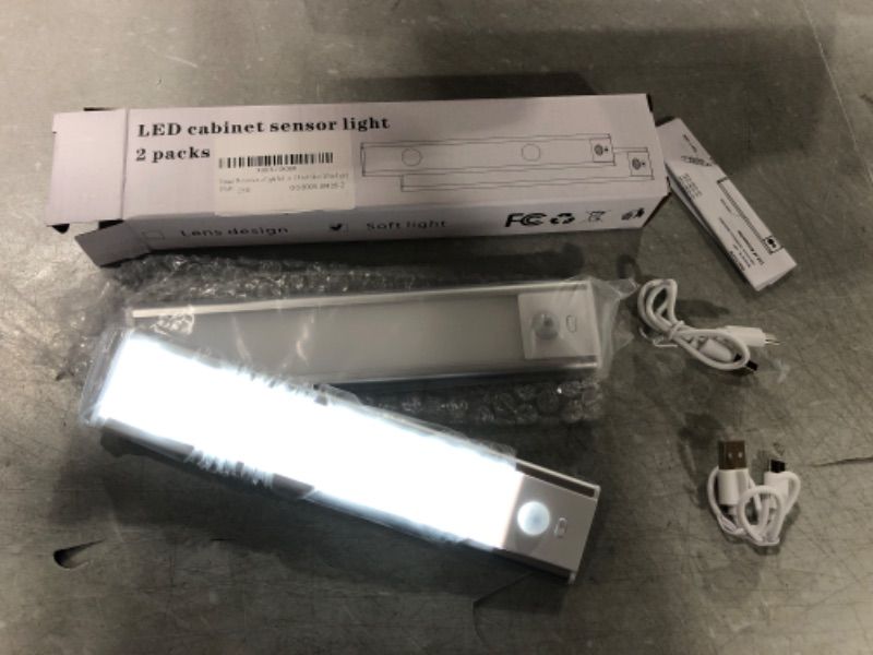 Photo 1 of Yantsai LED Under Cabinet Lighting,Motion Sensor Closet Light,Rechargeable Battery Powered Operated Light for Kitchen,Magnetic Pantry Light for Wardrobe,Shelf(2 Pack 12'') 8''