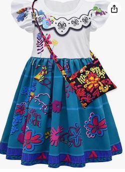 Photo 1 of COTRIO Girls Madrigal Family Mirabel Dress Isabella Costume Pepa Dolores Luisa Fancy Dresses Birthday Party Halloween Outfits 