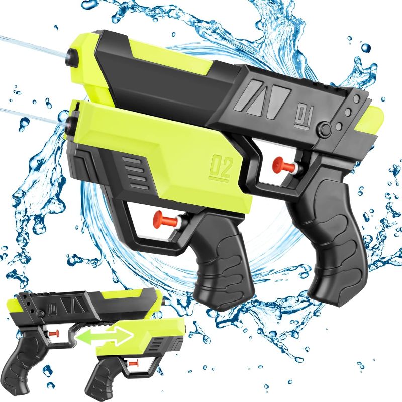 Photo 1 of 2 PACK- Manual Water Guns for Kids Ages 12+, 2 in 1 Mini Squirt Guns, Water Pistol Summer Toy for Outdoor Pool Water Fighting, Green 