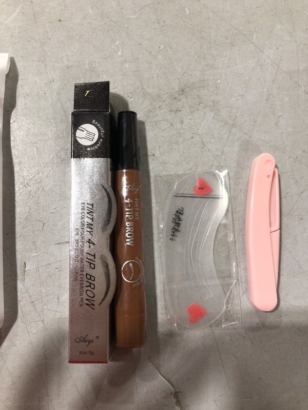 Photo 1 of 18 PACK- Eyebrow kit: contains one eyebrow pencil, three eyebrow stencils, and an eyebrow razor.#80103 (2# Dark Brown)
