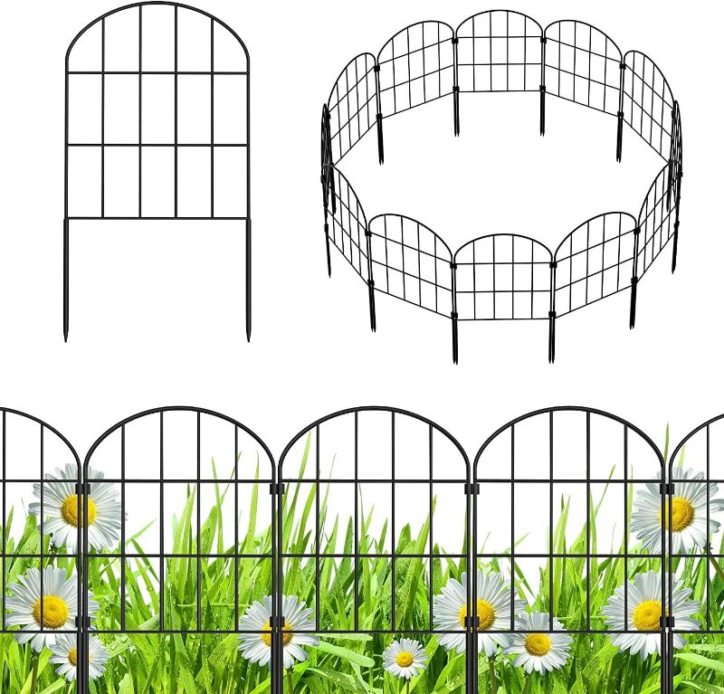 Photo 1 of 12 Pack Decorative Garden Fence, 13FT(L) x23IN(H) Garden Fencing Animal Barrier, No Dig Rustproof Metal Garden Fence for Dogs, Flower Edging for Yard Landscape Patio Outdoor Decor, Arched