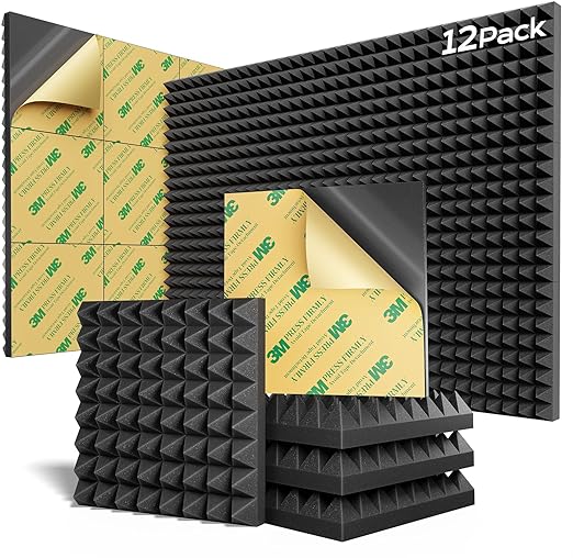 Photo 2 of JBER Professional Acoustic Foam Panels, Sound Proof Padding Soundproofing Absorption Panel, 12" x 12" x 0.4" High Density Beveled Edge Wall Tiles for Acoustic Treatment -12 Pack Emerald