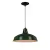 Photo 1 of 1-Light Hunter Green Warehouse Pendant with Metal Shade
