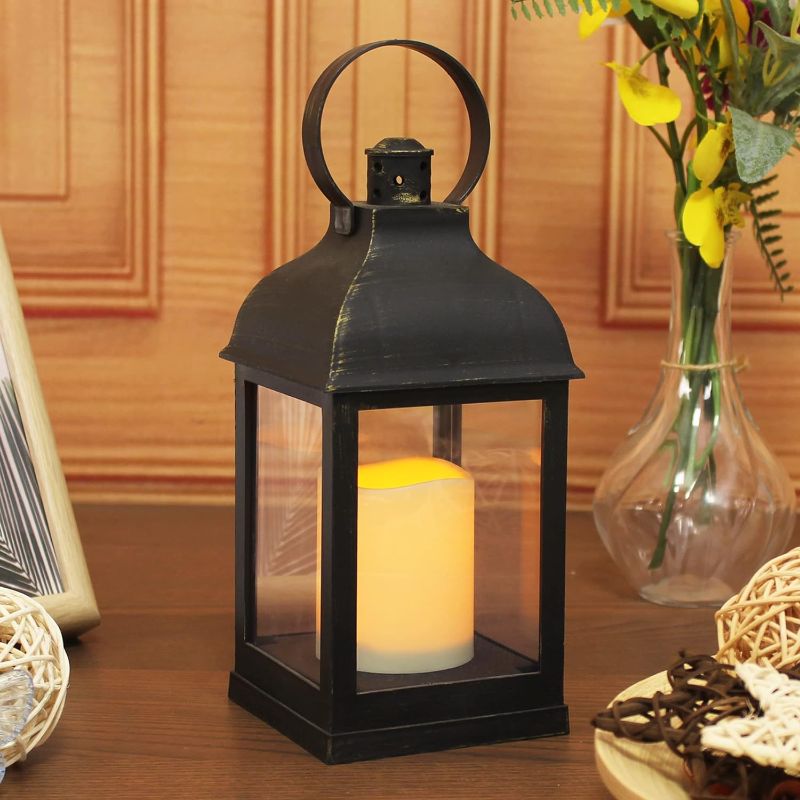 Photo 1 of  Pack Small Lanterns Decorative Color Changing Battery Operated with Remote Control, 4.13L x 4.13W x 9.25H - Perfect for Hanging or Table Decor at Home, Weddings, and Parties (Black)