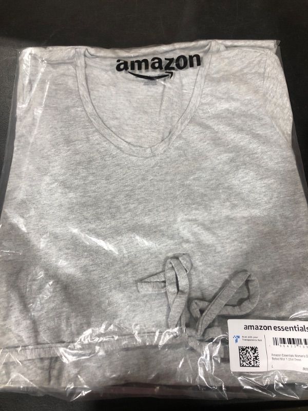 Photo 2 of Amazon Essentials Women's Short Sleeve Belted Midi T-Shirt Dress Large Light Grey Heather