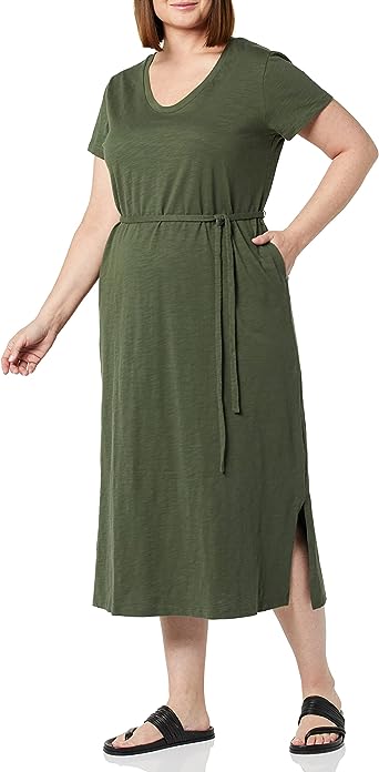 Photo 1 of Amazon Essentials Women's Short Sleeve Belted Midi T-Shirt Dress SIZE XS