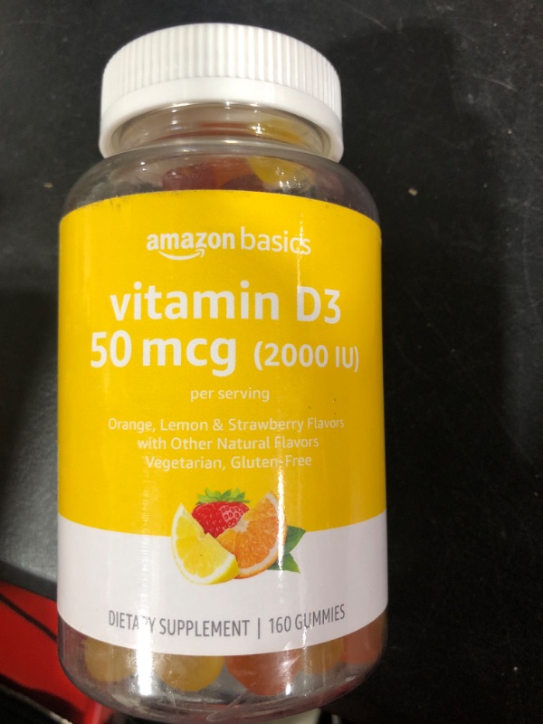 Photo 2 of Amazon Basics Vitamin D3 2000 IU Gummies, Orange, Lemon & Strawberry, 160 Count (2 per Serving) (Previously Solimo)EXP05/2025