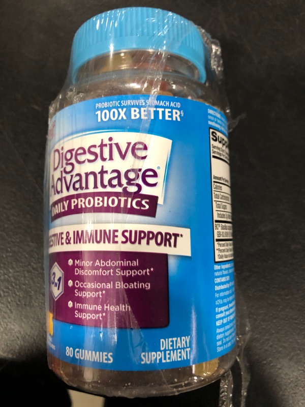 Photo 2 of Digestive Advantage Probiotic Gummies For Digestive Health, Daily Probiotics For Women & Men, Support For Occasional Bloating, Minor Abdominal Discomfort & Gut Health, 80ct Natural Fruit Flavors Probiotic Gummies for adults exp 052025