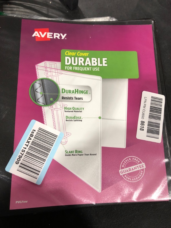 Photo 2 of Avery Durable View 3 Ring Binder, 2 Inch Slant Rings, 1 Black Binder (17031) & Plastic 8-Tab Two-Tone Binder Dividers with Two Pockets, Insertable Bright Color Big Tabs, 1 Set (11989) 2" 1 Pack Binders + Binder Dividers