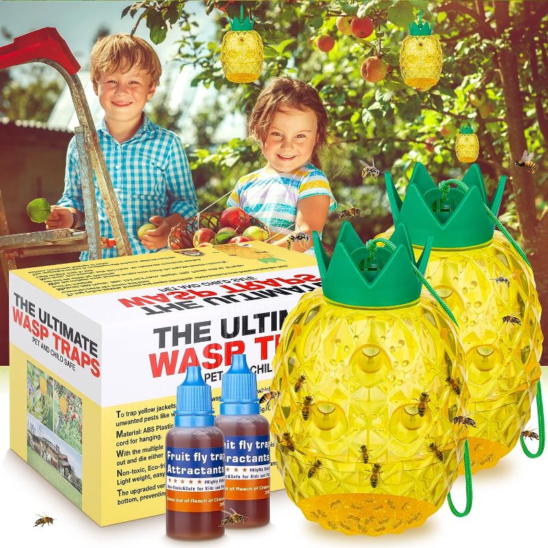 Photo 1 of 2023 Wasp Trap Outdoor Hanging, Bee Trap for Outside, Hornet Traps, Carpenter Bee & Yellow Jacket Killer for Garden, Insect Traps for Flies and Bugs Pineapple Shape?2 Pack?
