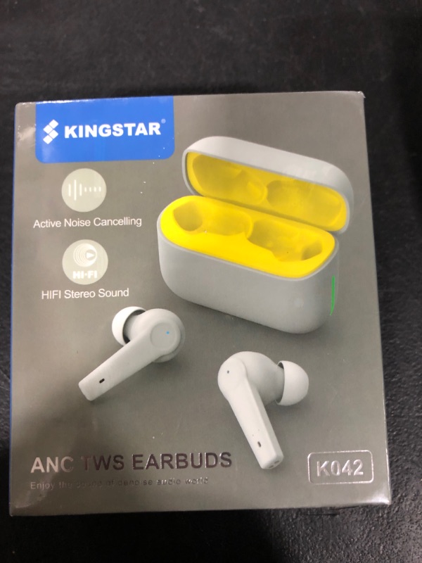 Photo 2 of Kingstar Wireless Earbuds for Android,Bluetooth 5.2 Earbuds with Microphone Active Noise canceling Ear Buds Touch Control LED Display Blue Tooth Headphone HiFi Stereo for iPhone USB-C Charging