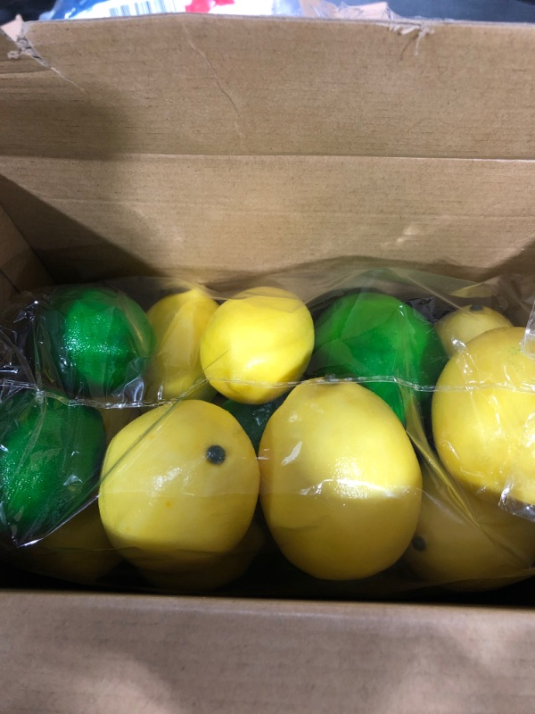 Photo 2 of 8 Pack Artificial Fake Lemons Limes Fruit for Vase Filler Home Kitchen Party Decoration, Yellow and Green