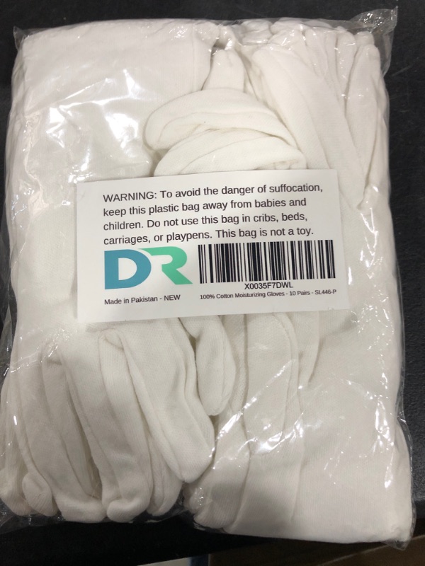 Photo 2 of 100% Cotton Gloves for Eczema, Dry Hands, Sensitive Skin, Overnight Moisturizing - 10 Pairs
