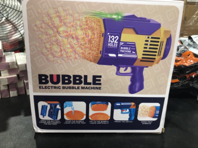Photo 1 of 132 Holes Bubble Gun Toys, Rocket Launcher Bubble Blower Toy, Portable Bubble Machine with Colorful Light, Bubble Maker for Outdoor Indoor Games, Bubbles Machine for Wedding Birthday Gifts (Purple) 