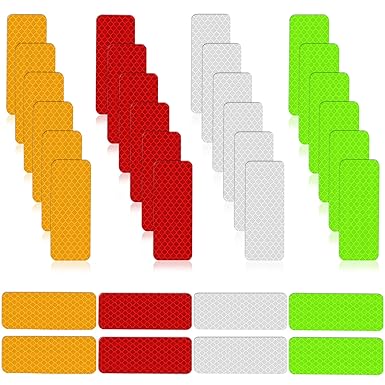 Photo 1 of 32 Pieces Safety Reflective Stickers, Outdoor Waterproof Reflector Tape 4colors, Reflective Tape Stickers for Vehicle, Bicycles, Motorcycles, 1.18 x 3.15 Inch
