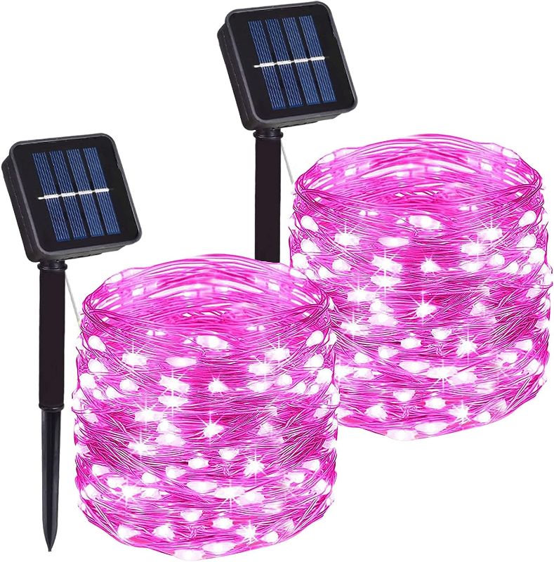 Photo 1 of 
DAYLIGHTIR 2 Pack 100 LED Solar Powered Copper Wire String Lights Outdoor, Waterproof, 8 Modes Fairy Lights for Valentines Day Decor, Garden, Patio, Party,.
