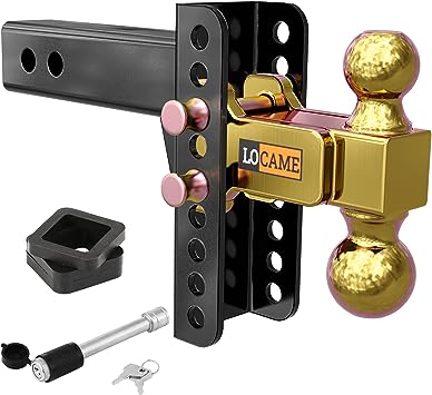 Photo 1 of Adjustable Trailer Hitch, Fits 2.5 Inch Receiver, 6 Inch Drop Hitch, 20,000 LBS GTW, Tow Hitch for Heavy Duty Truck with Lock Pins, 2 & 2-5/16 Inch Ball, Solid Shank