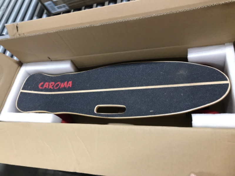Photo 1 of Caroma Electric Skateboard, 350W Electric Skateboard with Wireless Remote Control for Adult Teens, 12.4MPH Top Speed, 8 Miles Max Range, 3-Speed Adjustment, Load up to 220lbs Red Black