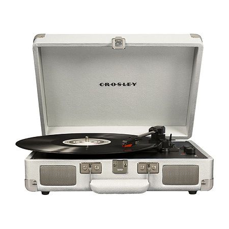 Photo 1 of Crosley CR8005F-WS Cruiser Plus Vintage 3-Speed Bluetooth in/Out Suitcase Vinyl Record Player Turntable, White Sand Bluetooth In/Out White Sand