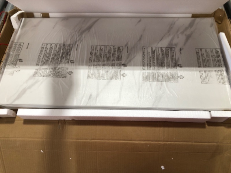 Photo 1 of ODK 32 inch Small Computer Desk Study Table for Small Spaces Home Office Student Laptop PC Writing Desks with Storage Bag Headphone Hook, White Marble + Gold Leg 32 inch White Marble + Gold Leg