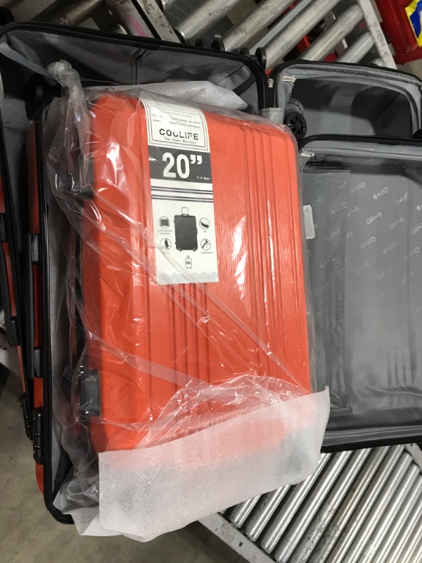 Photo 4 of Coolife Luggage Expandable Suitcase PC+ABS 3 Piece Set with TSA Lock Spinner 20in24in28in new orange