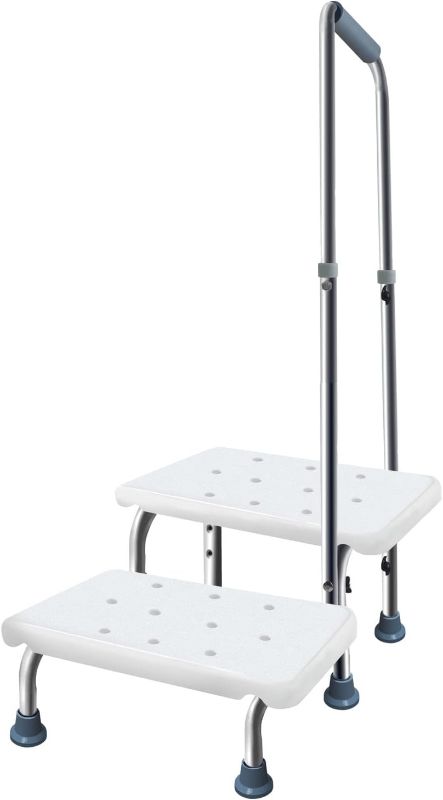 Photo 1 of  Aliseniors Step Stool with Handle and Non-Skid Platform, Heavy Duty 2 Steps Medical Foot Stool for Adult, Seniors, Handicap Holds up to 350 lbs 