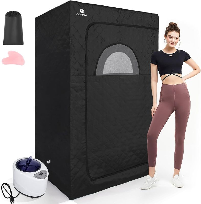 Photo 1 of  COSVALVE Portable Steam Sauna for Home, Full Size Personal Steam Room Sauna Box Kit with 2.6L 1000W Steam Generator, Remote Control, Indoor Sauna Tent for Home Spa Relaxation (39.3'' x 31.5''x 67'') 