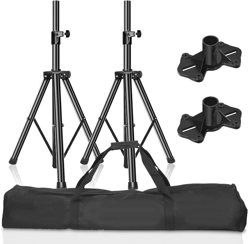 Photo 1 of  EMART PA Speaker Stands Pair, Adjustable Height Professional Heavy Duty DJ Tripod with Mounting Bracket and Carrying Bag, Extend from 38 to 71 inches - Supports 132 lbs 