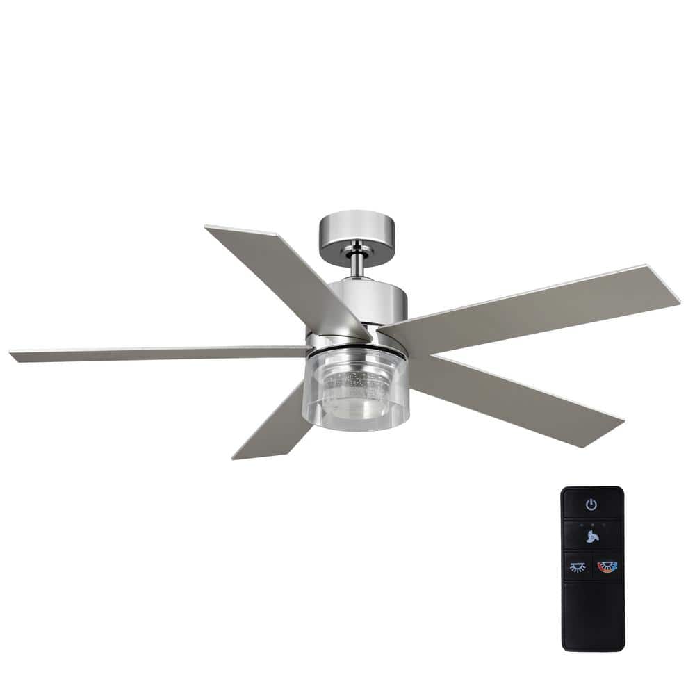 Photo 1 of  Hampton Bay Crysalis 52 in. Integrated CCT LED with Bubble Glass Indoor Chrome Ceiling Fan with Remote Control 