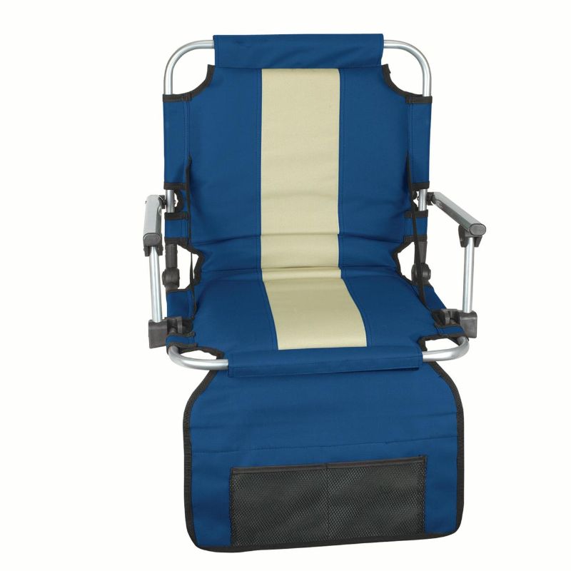 Photo 1 of  Stansport Camp Chairs & Stools Stadium Seat W/ Arms - Blue/ Tan Stripe G850 Model: G-8-50 