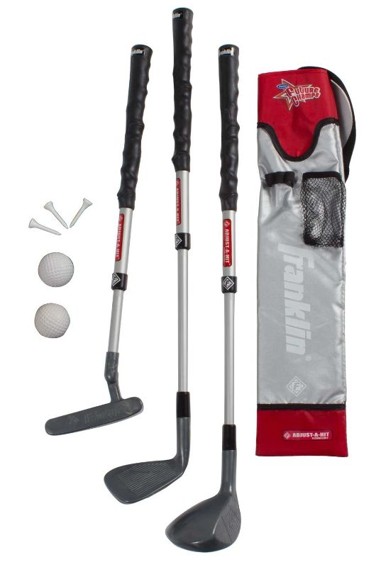 Photo 1 of  Franklin Sports Kids Plastic Golf Set - Adjustable Youth Clubs - Red 