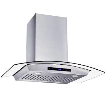 Photo 1 of 30 in. W Convertible Glass Wall Mount Range Hood with 2 Charcoal Filters in Stainless Steel
