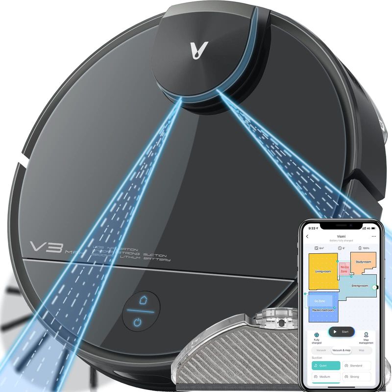 Photo 1 of VIOMI V3 Max Robot Vacuum and Mop Combo with Smart Mapping Technology, 2700Pa Robot Vacuum Cleaner Work 300mins with Alexa/Google, Lidar Navigation Robotic Vacuums Cleaner for Pet Hair, Carpets,Floor