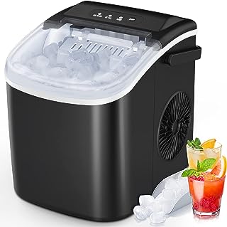 Photo 1 of COWSAR Portable Countertop Ice Maker Machine with Self-Cleaning, 26.5lbs/24Hrs, 6 Mins/9 Pcs Bullet Ice, Ice Scoop and Basket, Handheld Ice Maker for Kitchen/Home/Office/Party
