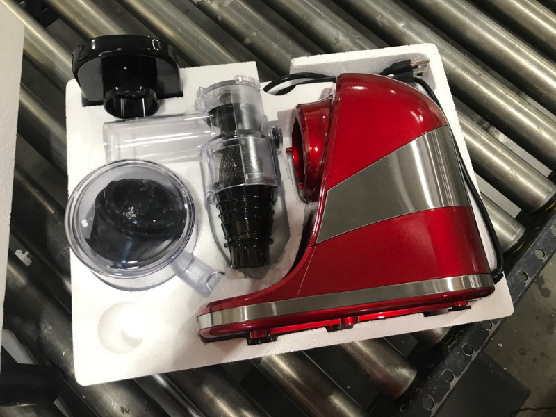 Photo 2 of Wamife Slow Masticating Juicer Machine, Cold Press Juicer Extractor, 2 Modes & Reverse Function for High Nutrient Fruit & Vegetable Juice, Quiet Motor, with Cup & Brush(Red)
