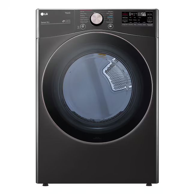 Photo 1 of LG True Steam 7.4-cu ft Stackable Steam Cycle Smart Electric Dryer (Black Steel) ENERGY STAR