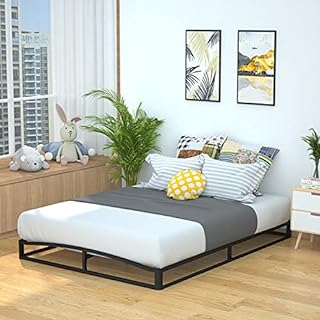 Photo 1 of Amazon Basics Metal Platform Bed Frame with Wood Slat Support, 6 Inches High, Full, Black