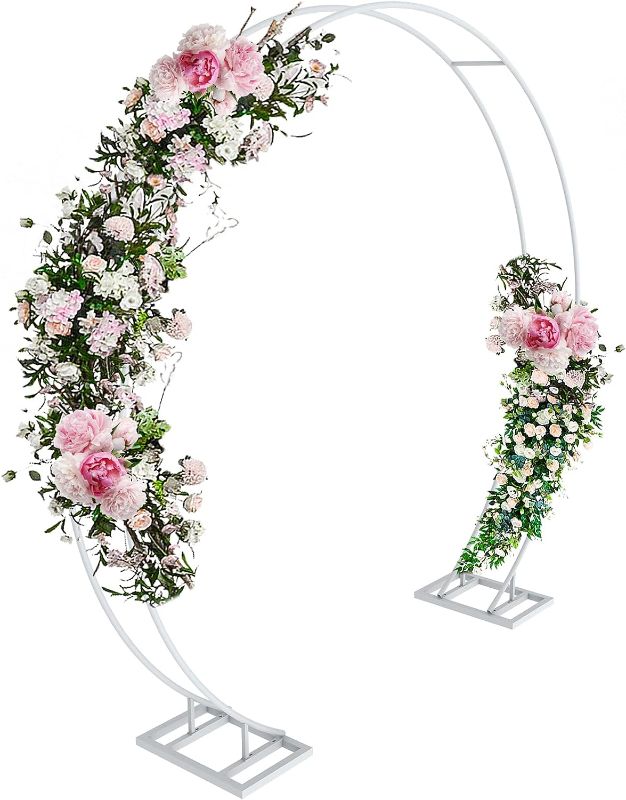 Photo 1 of  Large Dual Round Wedding Arch Frame 220x200CM Garden Round Arbor Archway with Heavy Duty Sturdy Base Circular Wedding Arch for Wedding,Birthday Party,Christmas Events and Photo Background 