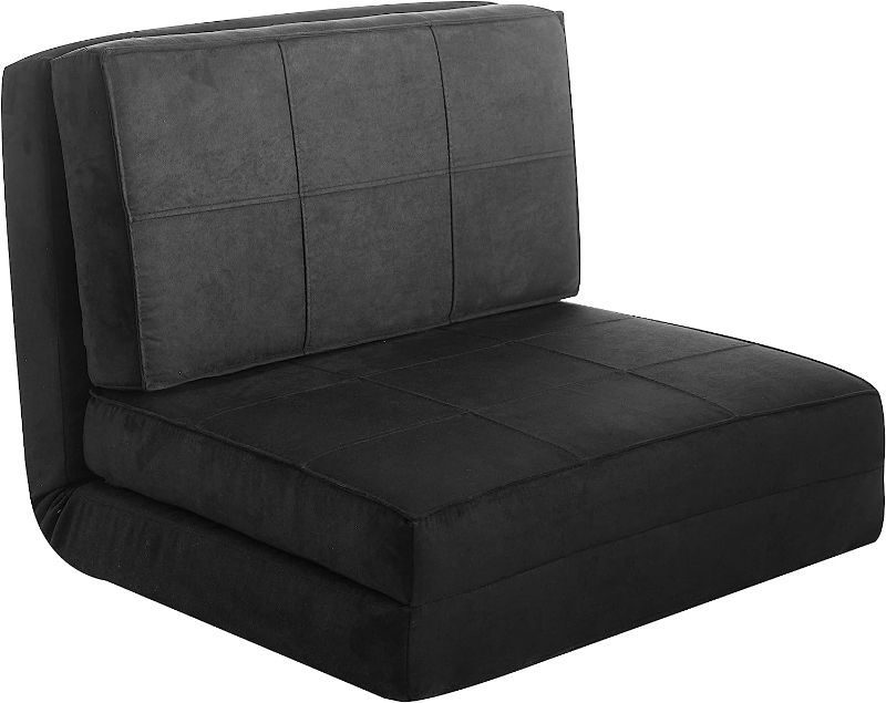 Photo 1 of  Urban Shop Ultra Suede Convertible Flip Chair, L28.5 x W29.53 x H23.0, Black 