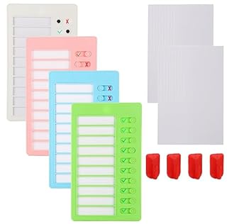 Photo 1 of 4Pcs Blank Chore Chart for Kids. Slide Easily Plastic Detachable Checklist Board with 20 Cardstock 4 Hooks for to Do List RV Checklist Daily Weekly Work Learning Task Schedule Planning Routine 