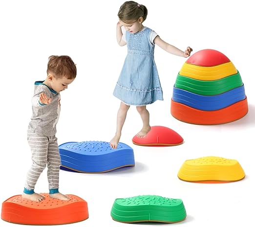 Photo 1 of 5Pcs Stepping Stones for Kids,Non-Slip Plastic Toddler Balance River Stones for Promoting Children's Coordination Skills Obstacle Courses Sensory Toys for Toddlers Indoor or Outdoor Play Equipment
