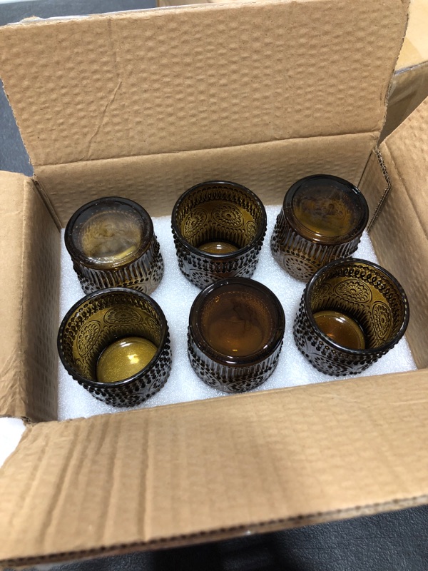 Photo 1 of 12 pack vintage amber glass votive  center pieces