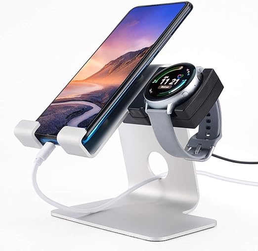 Photo 1 of Tranesca 2-in-1 Charger Stand Holder Compatible with Samsung Active/ Active 2 / Galaxy Watch 3/4 / 5 (40mm/41mm/42mm/44mm) and Cell Phone (Stand Holder only - Charger not Included)
